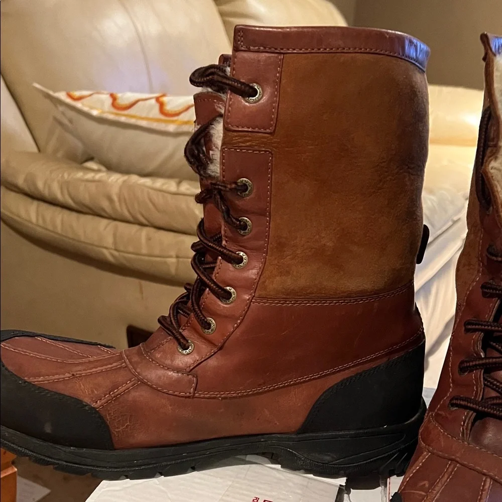 UGG Men’s Butte Shearling Winter Boots in Chestnut Sz 14